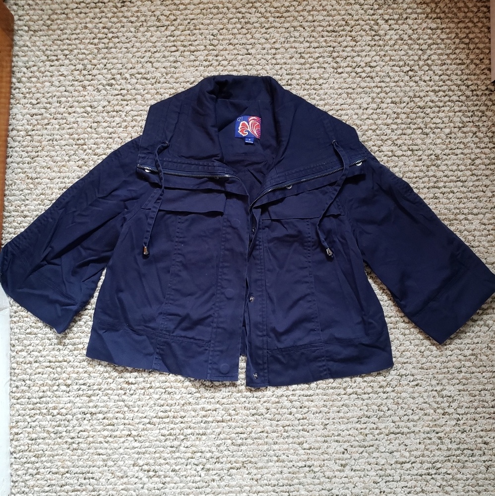F21 Navy Blue Crop Jacket